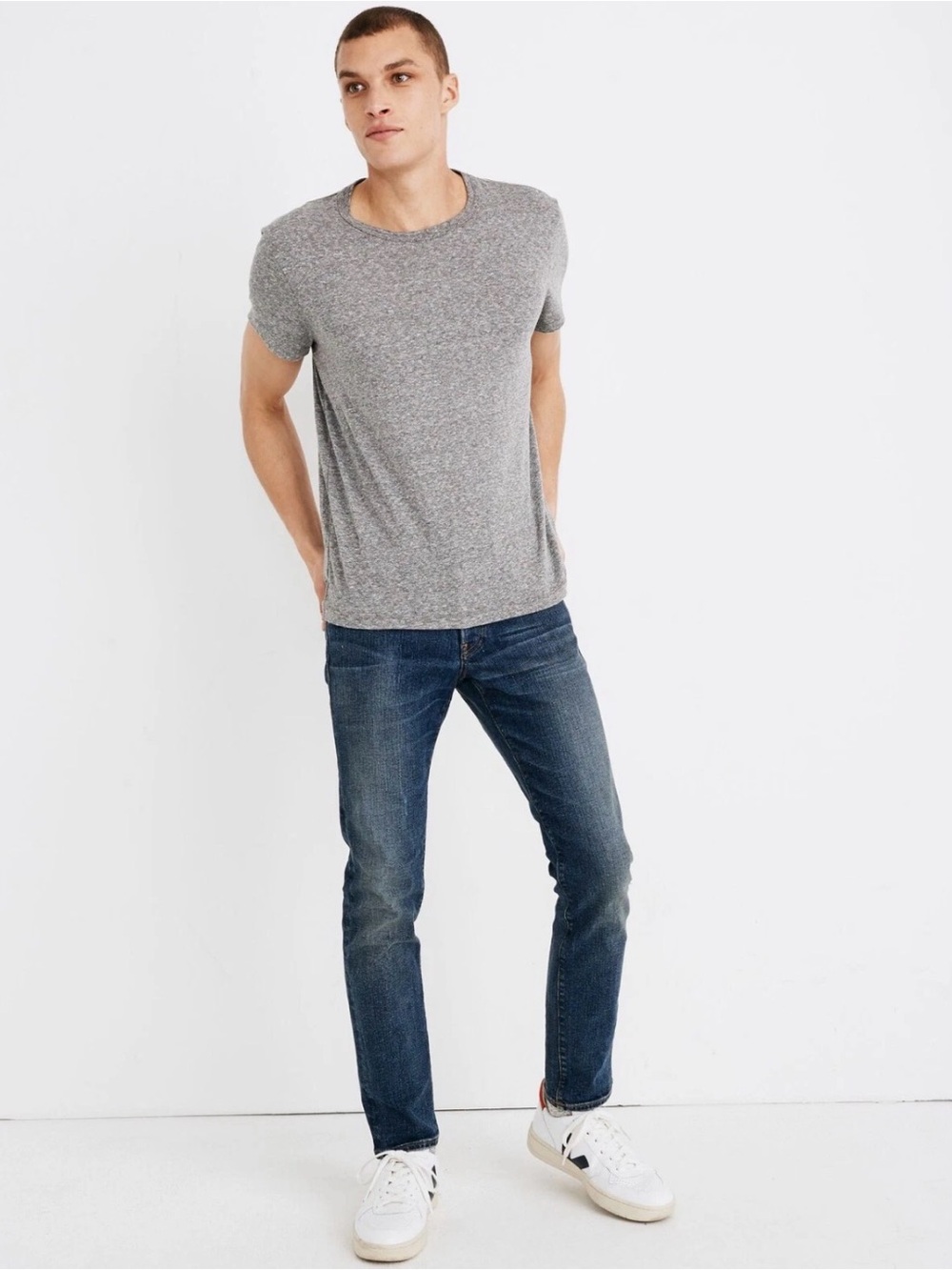 Madewell Cone Mill Denim Slim Jeans in Osgoode Wash Men's Size: 35x30